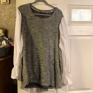 Lane Bryant Dressy Sweater w/linen sleeves   SO cute!  🖤🤍🖤